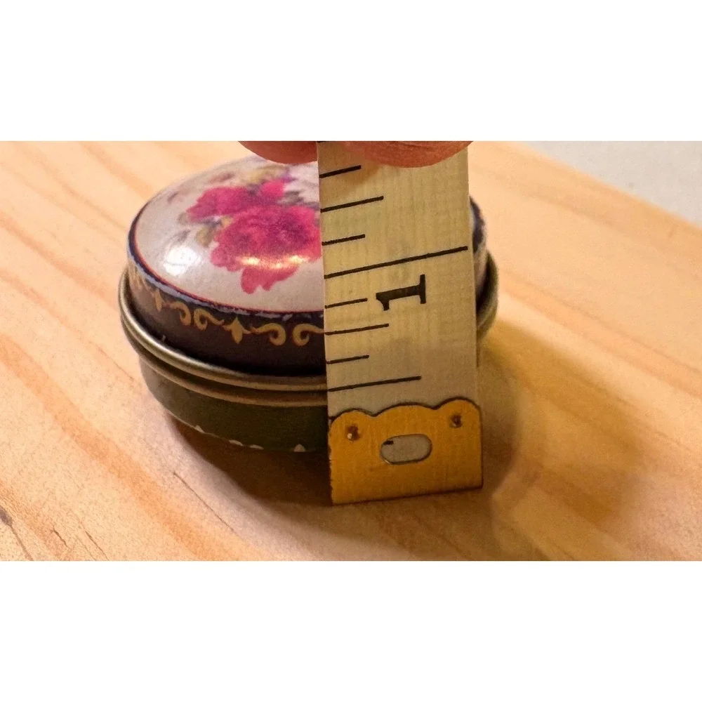 Vintage inspired Floral Motif Trinket Tin Multicolor Round Miniature bouquet